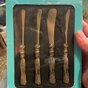 Antique silver butter server set